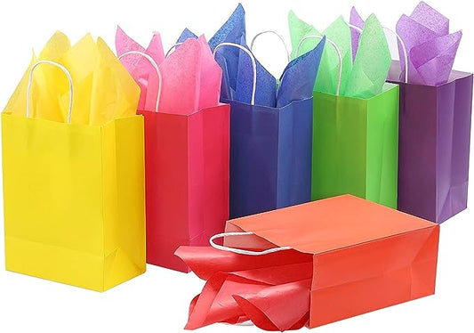 24 Pack Bulk Party Favor Bags Gift Bags with Tissue Paper