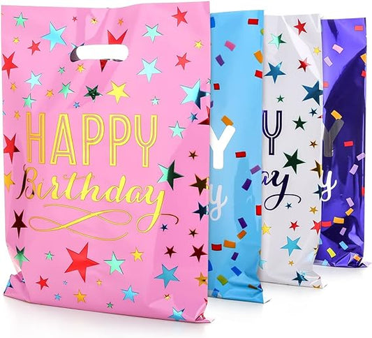 40 PCS Happy Birthday Party Favor Bags Plastic Goodies Return Gift Bags for Kids